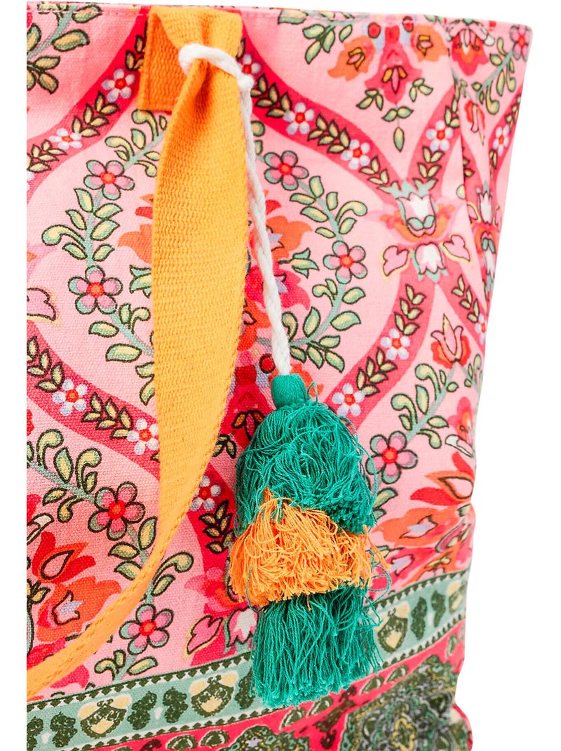 Sac de plage Pompom Jaune - Kiabi