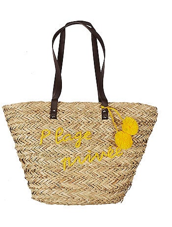 Sac de plage POP PLAYA en jonc de mer tressée avec pompoms