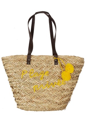 Sac de plage POP PLAYA en jonc de mer tressée avec pompoms