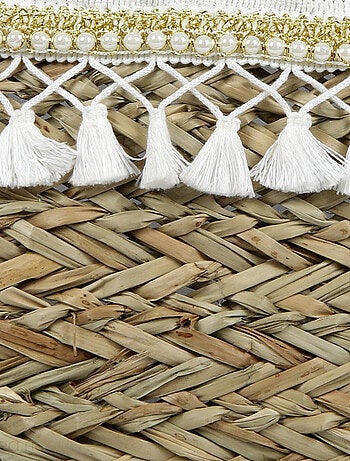 Sac de plage POP PLAYA en jonc de mer tressée et perles nacrées
