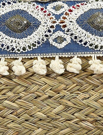 Sac de plage POP PLAYA en paille de blé tressée et macramé