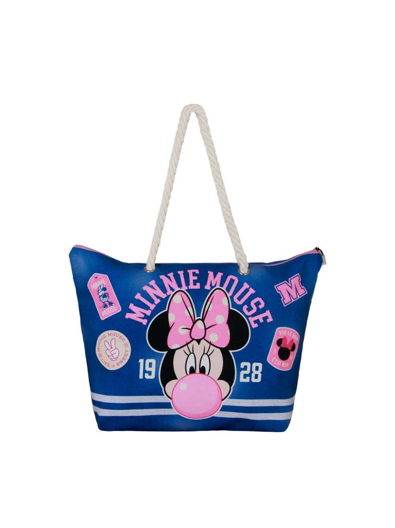 Sac de Plage Soleil - Disney Minnie Mouse Varsity - Bleu - Taille Unique Bleu - Kiabi