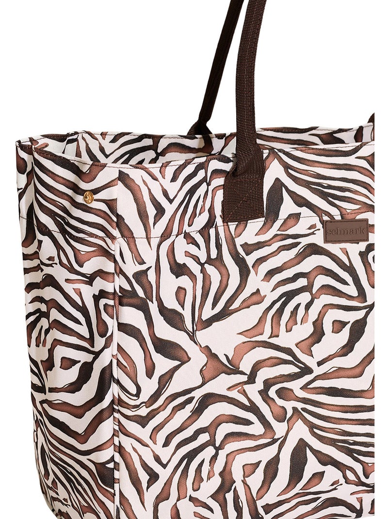 Sac de plage zébré Complementos Noir Marron Blanc - Kiabi