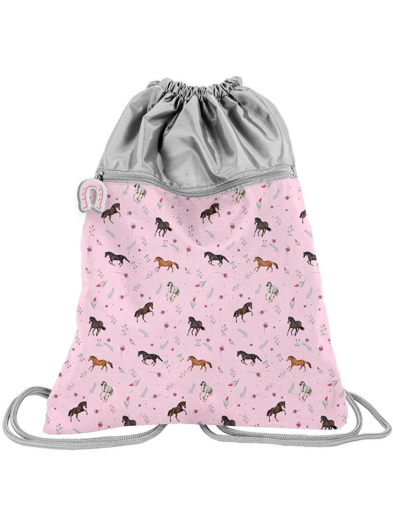 Sac de sport enfant CHEVAL avec cordons type sac à dos – 45 x 34 cm Rose - Kiabi