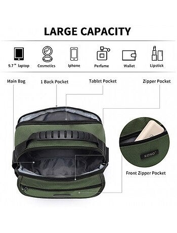 Sac de voyage 21x10x26 cm polyester déperlant multi-poches - kono