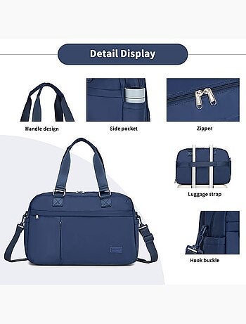 Sac de voyage 24x28x43 cm grande capacité bandoulière trolley