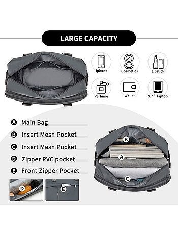 Sac de voyage 24x28x43 cm grande capacité bandoulière trolley