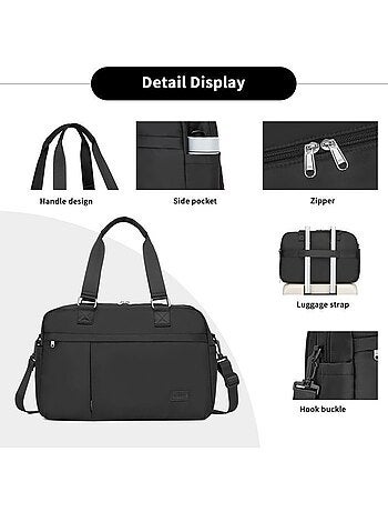 Sac de voyage 24x28x43 cm grande capacité bandoulière trolley