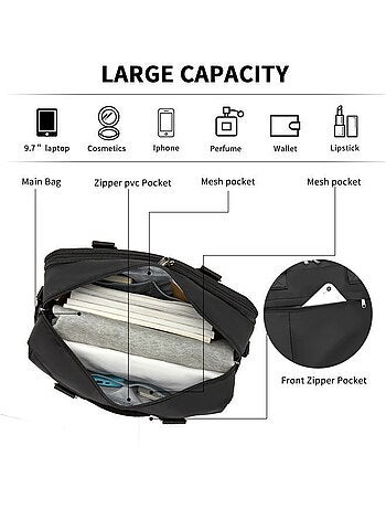 Sac de voyage 24x28x43 cm grande capacité bandoulière trolley