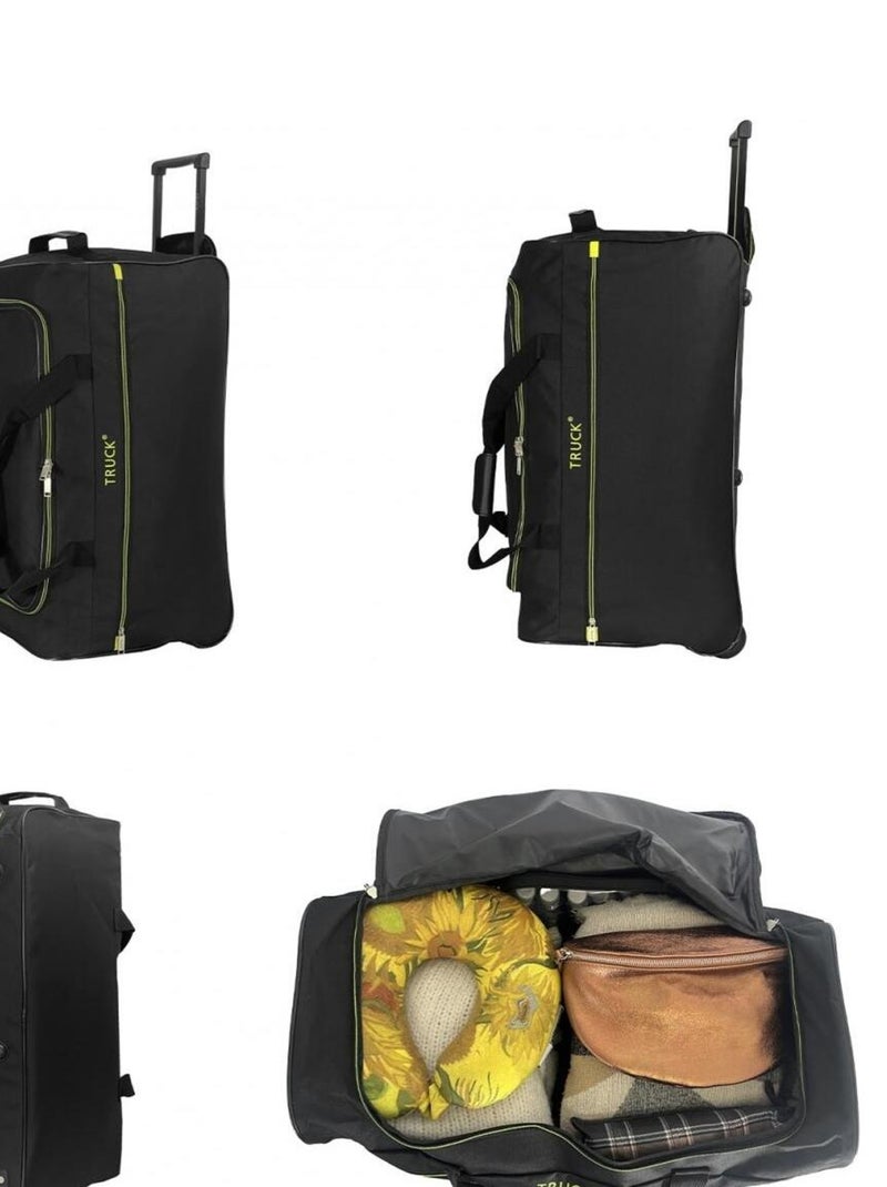 Sac de voyage avec roulettes 64L  65.50cm Noir - Kiabi