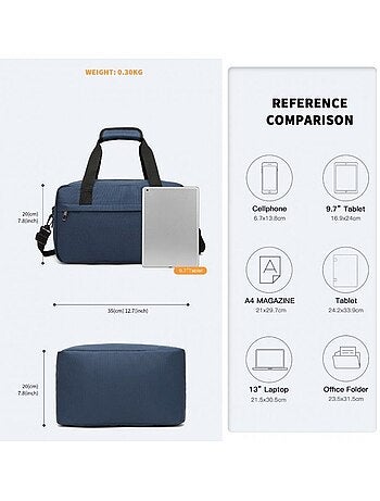 Sac de voyage cabine 35x20x20 cm oxford poignée trolley - kono