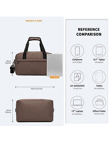 Sac de voyage cabine 35x20x20 cm oxford poignée trolley - kono