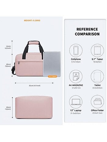 Sac de voyage cabine 35x20x20 cm oxford poignée trolley - kono