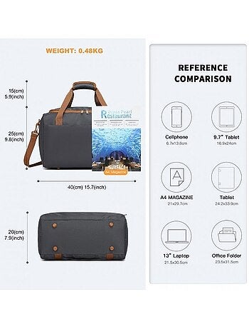 Sac de voyage cabine 40x20x25 cm 20 l housse intégrée - kono