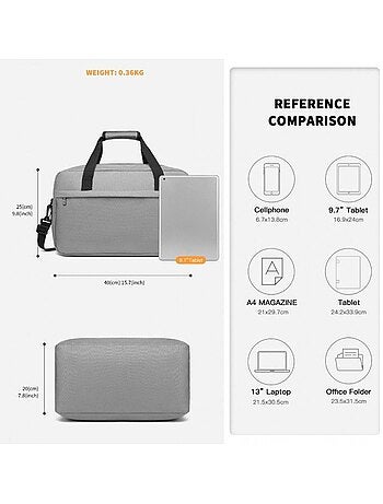 Sac de voyage cabine 40x25x20 cm 20 l poignée trolley - kono
