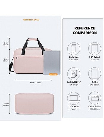 Sac de voyage cabine 40x25x20 cm 20 l poignée trolley - kono