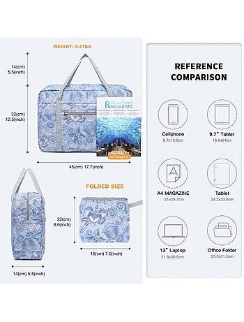 Sac de voyage cabine pliable 45x32x14 cm imperméable - kono