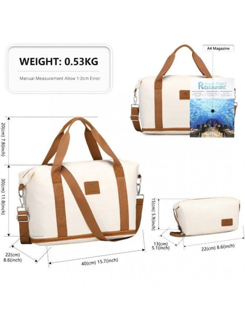 Sac de voyage duffel 40x22x30 cm sec/humide avec trousse - kono Beige - Kiabi
