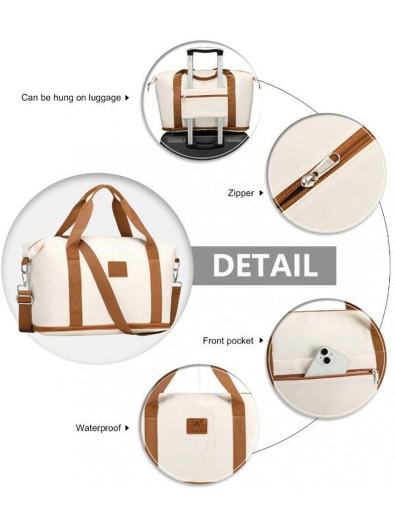 Sac de voyage duffel 40x22x30 cm sec/humide avec trousse - kono Beige - Kiabi