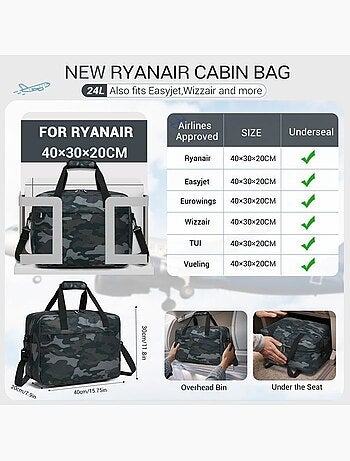 Sac de voyage pliable 40x30x20 cm 24 l déperlant - kono