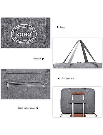 Sac de voyage pliable 45x32x14 cm imperméable multi-poches - kono