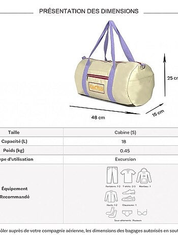Sac de voyage week-end 18L et sport sans roulettes