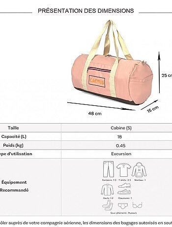 Sac de voyage week-end 18L et sport sans roulettes