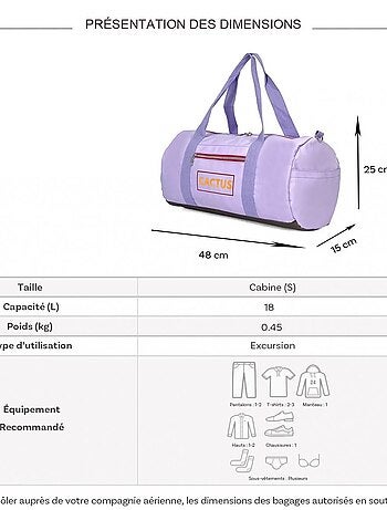 Sac de voyage week-end 18L et sport sans roulettes