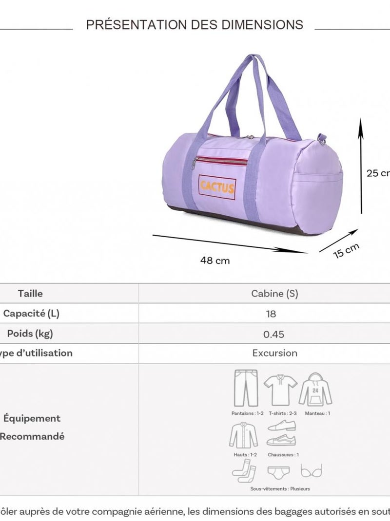 Sac de voyage week-end 18L et sport sans roulettes Violet - Kiabi