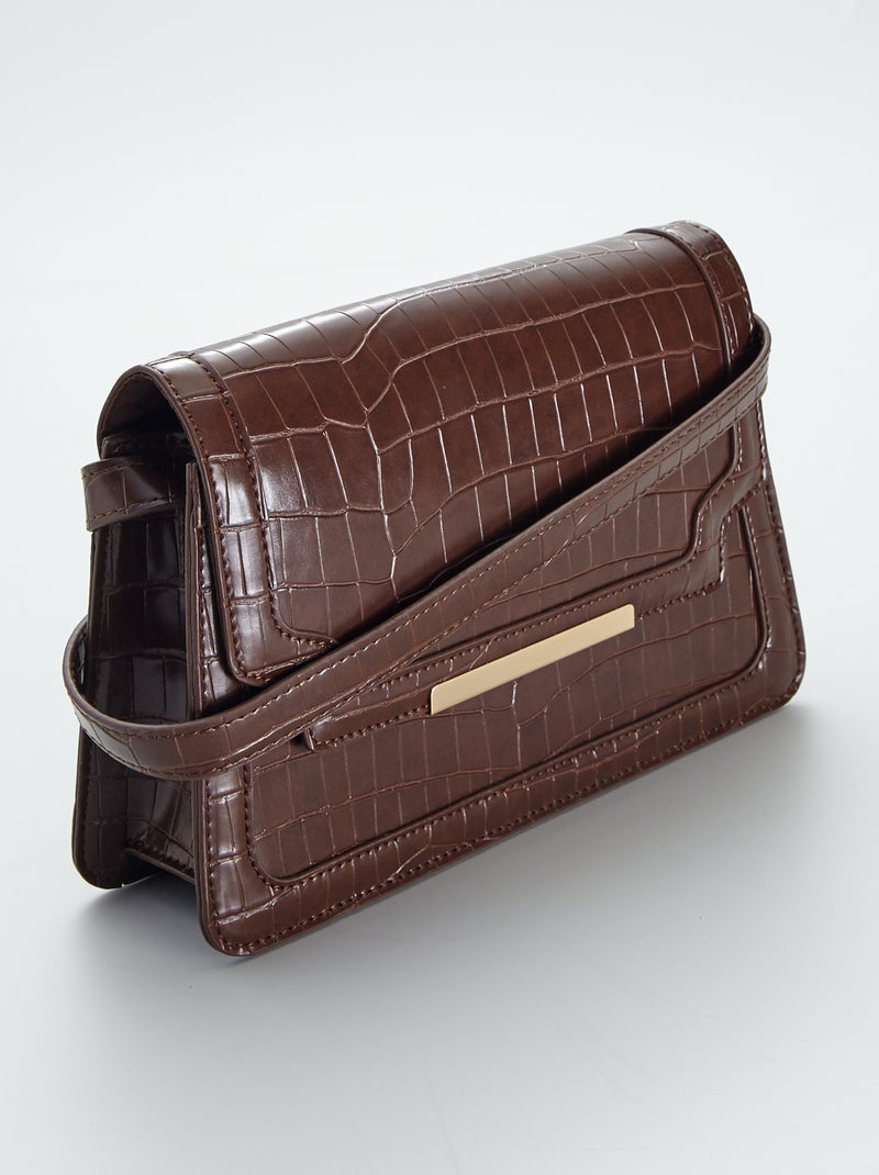 Sac en bandoulière effet croco Marron - Kiabi