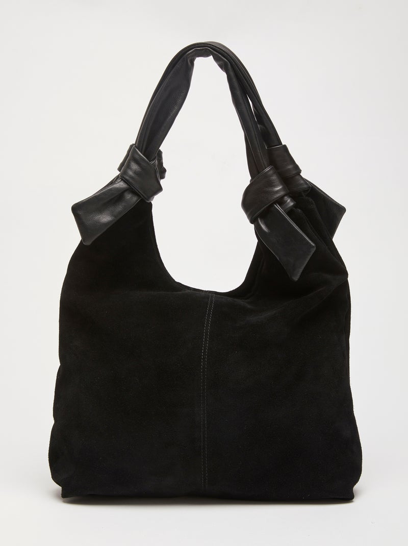 Sac en croûte de cuir aspect suédé - Damart Noir - Kiabi