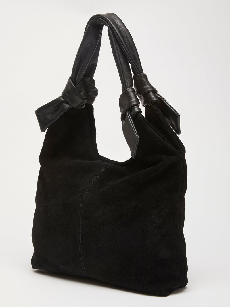 Sac en croûte de cuir aspect suédé - Damart Noir - Kiabi