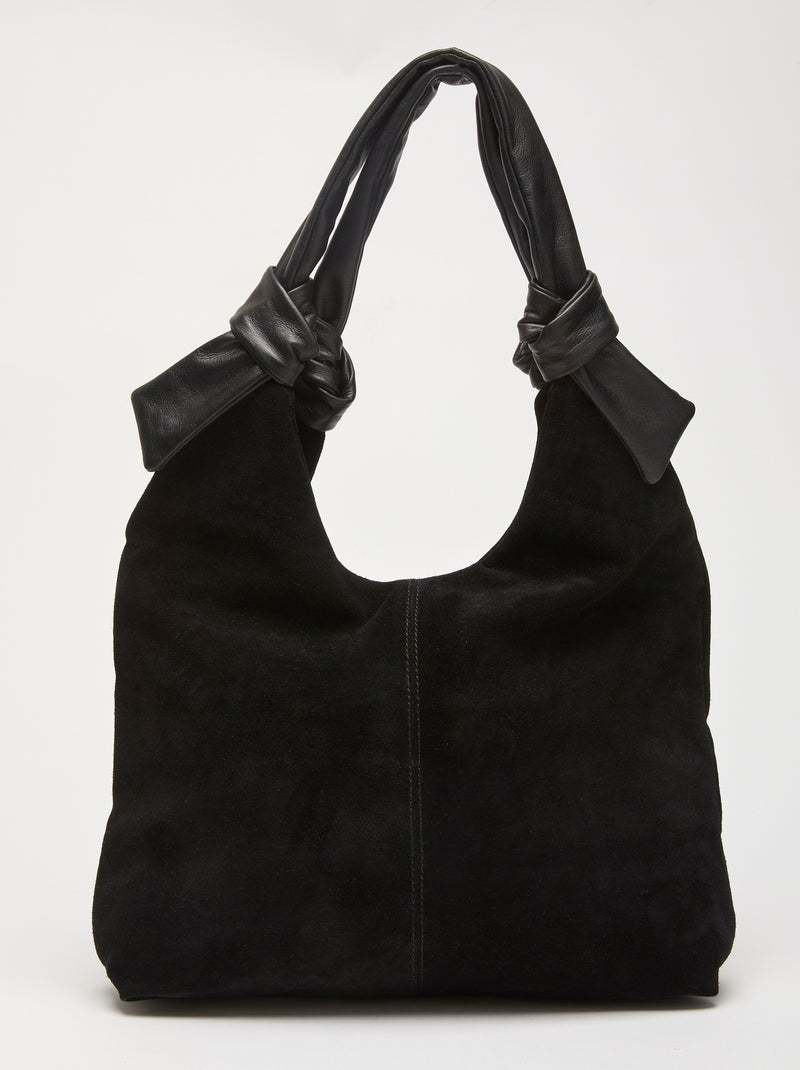 Sac en croûte de cuir aspect suédé - Damart Noir - Kiabi