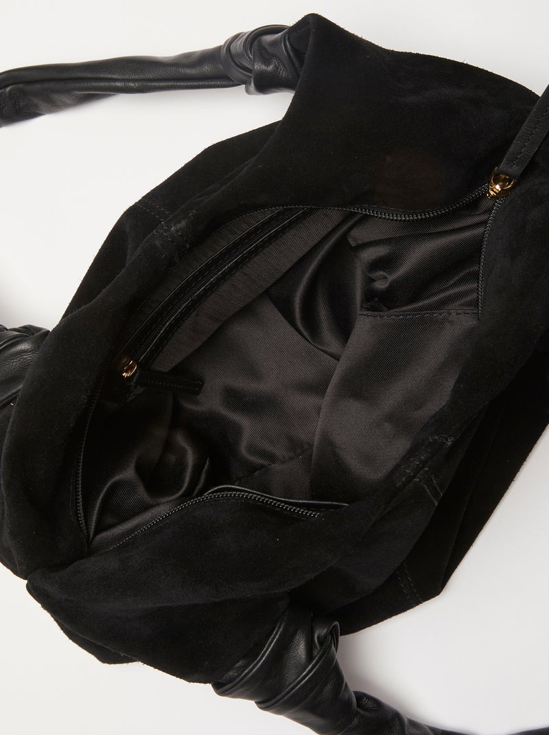 Sac en croûte de cuir aspect suédé - Damart Noir - Kiabi