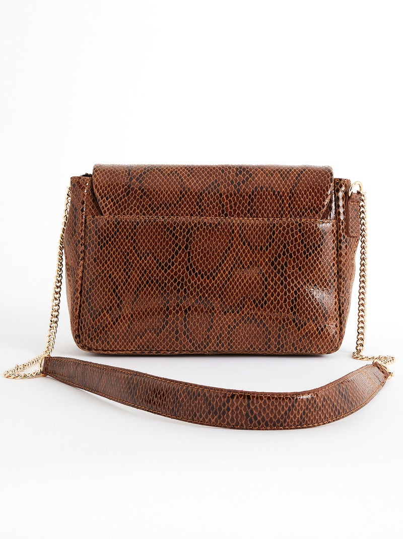 Sac en croûte de cuir motif animalier - Damart Marron - Kiabi