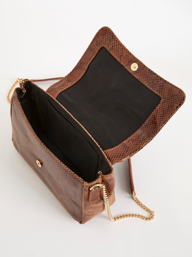 Sac en croûte de cuir motif animalier - Damart Marron - Kiabi