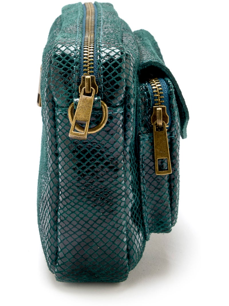 Sac en cuir style besace - DAXON Vert émeraude - Kiabi
