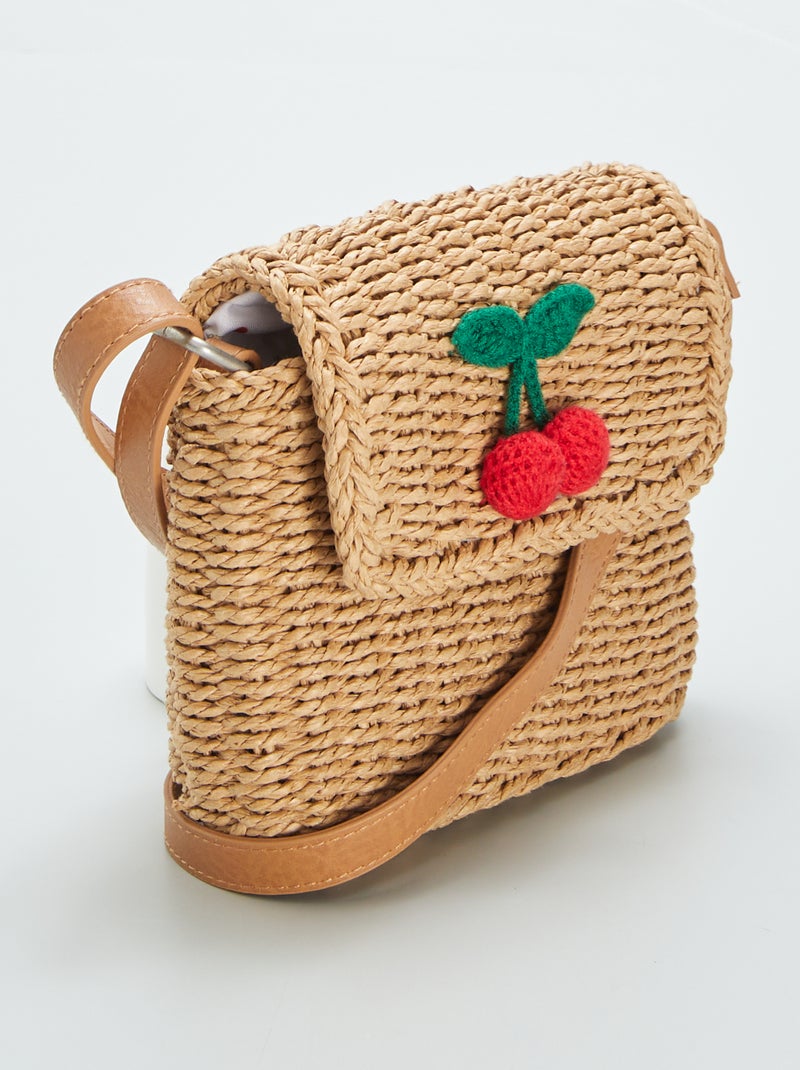 Sac en paille à imprimé cerise Beige - Kiabi