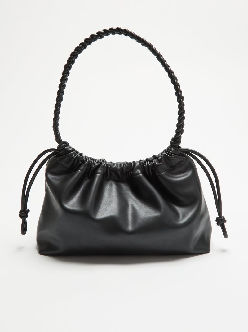 Sac forme bourse en simili Noir - Kiabi