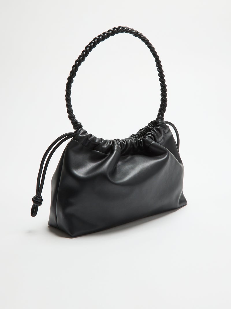 Sac forme bourse en simili Noir - Kiabi