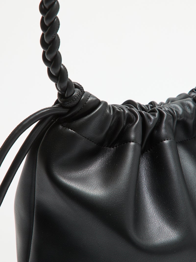 Sac forme bourse en simili Noir - Kiabi