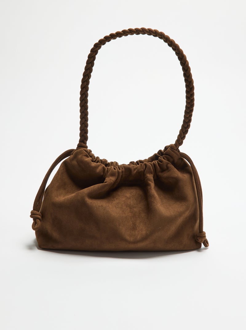 Sac forme bourse en suédine Kaki - Kiabi