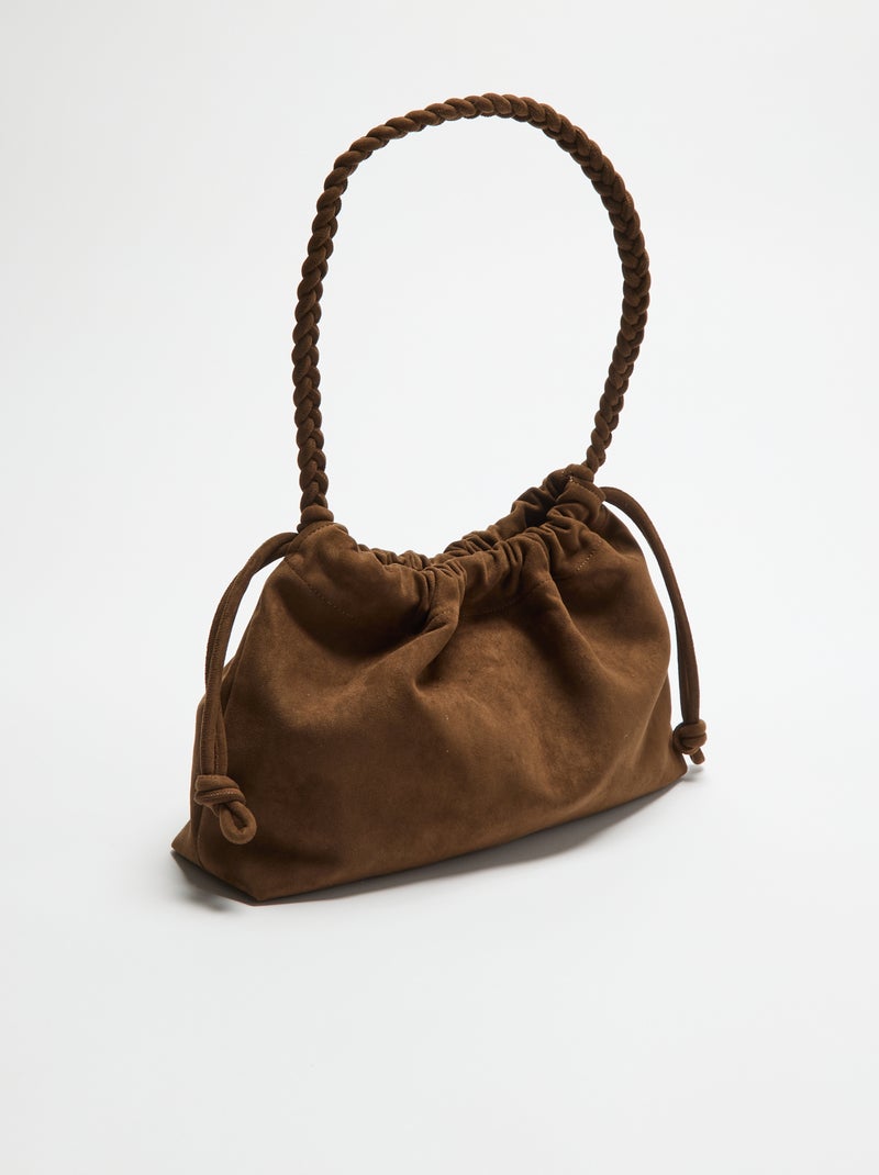 Sac forme bourse en suédine Kaki - Kiabi