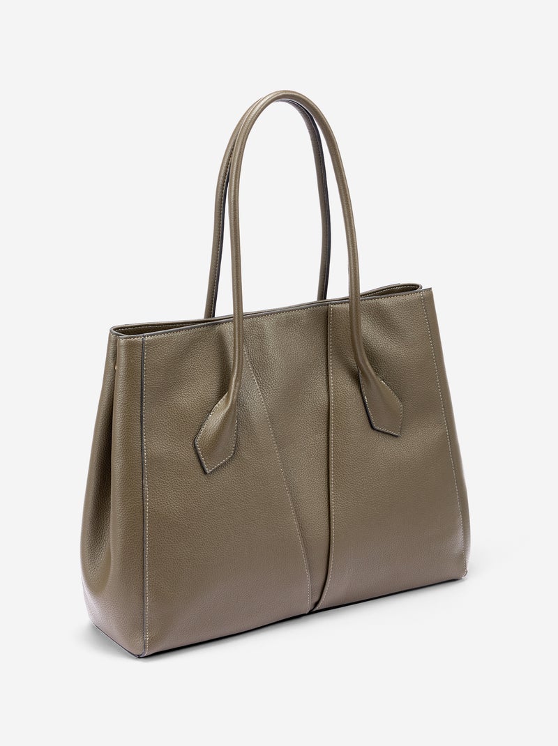 Sac forme cabas en simili Kaki - Kiabi