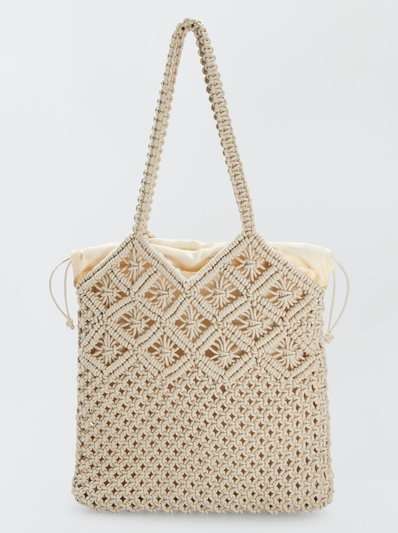 Sac forme seau en macramé Blanc - Kiabi