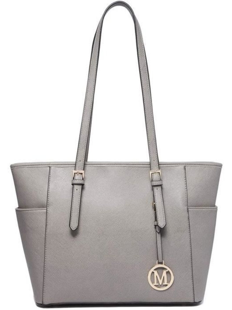 Sac fourre-tout compatible ipad longues poignées - miss lulu Gris - Kiabi