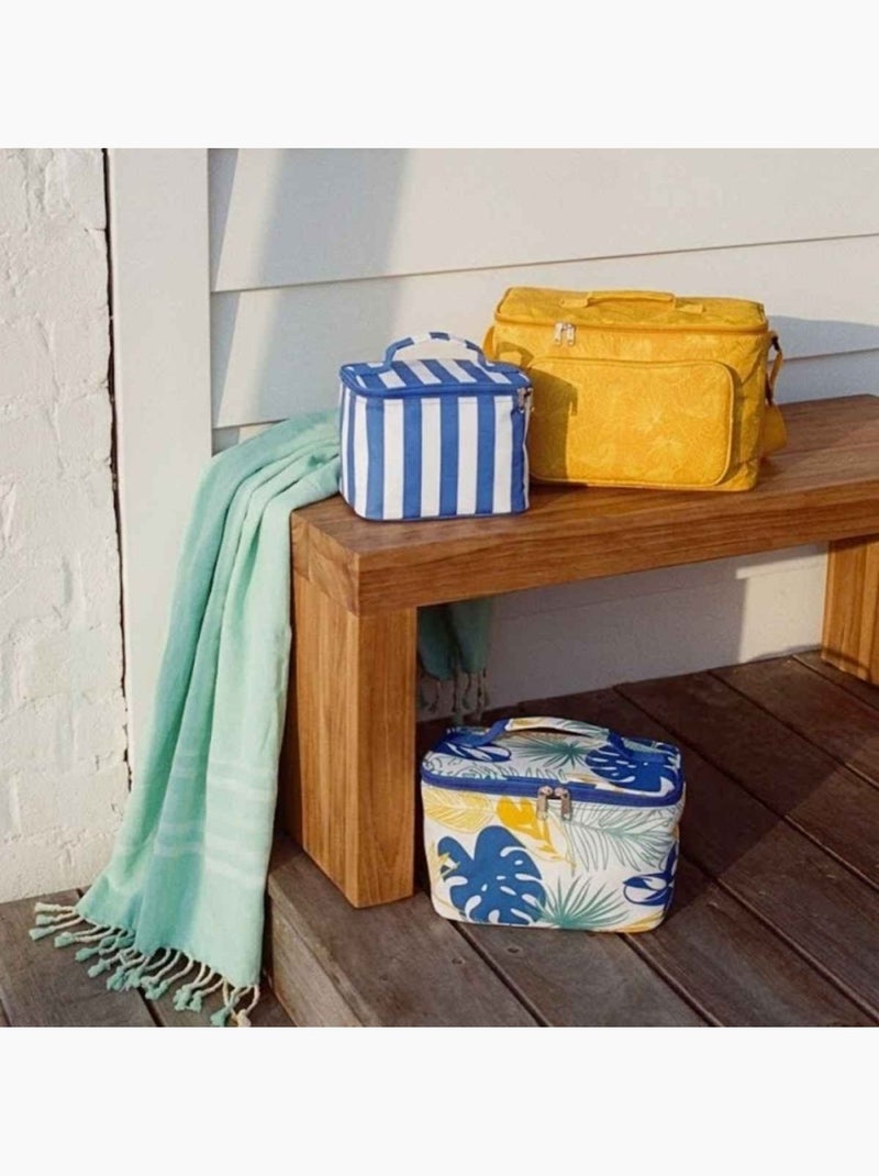 Sac glacière en tissu rayé bleu et blanc Bleu - Kiabi