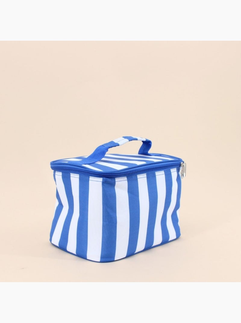 Sac glacière en tissu rayé bleu et blanc Bleu - Kiabi
