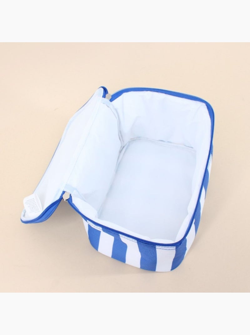 Sac glacière en tissu rayé bleu et blanc Bleu - Kiabi