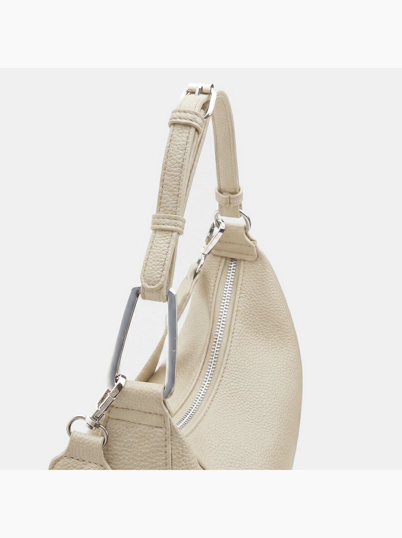 Sac hobo avec fermeture éclair et bandoulière Blanc - Kiabi